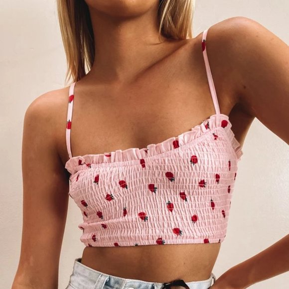 Pink Strawberry Tube Top Pink Strawberry Crop Top Beginning